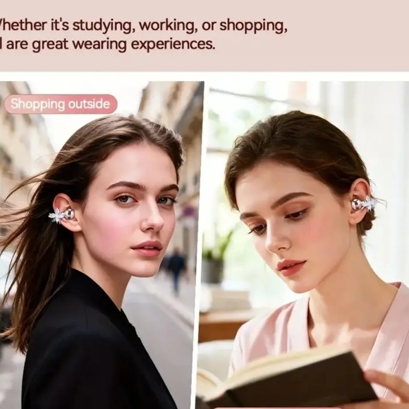 Gold Clip Earbuds with Crystal Accents - Picture 5 of 9